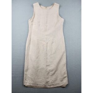 Jillian Jones Dress Womens 6 Beige Linen Blend Sleeveless Sheath Workwear Lined